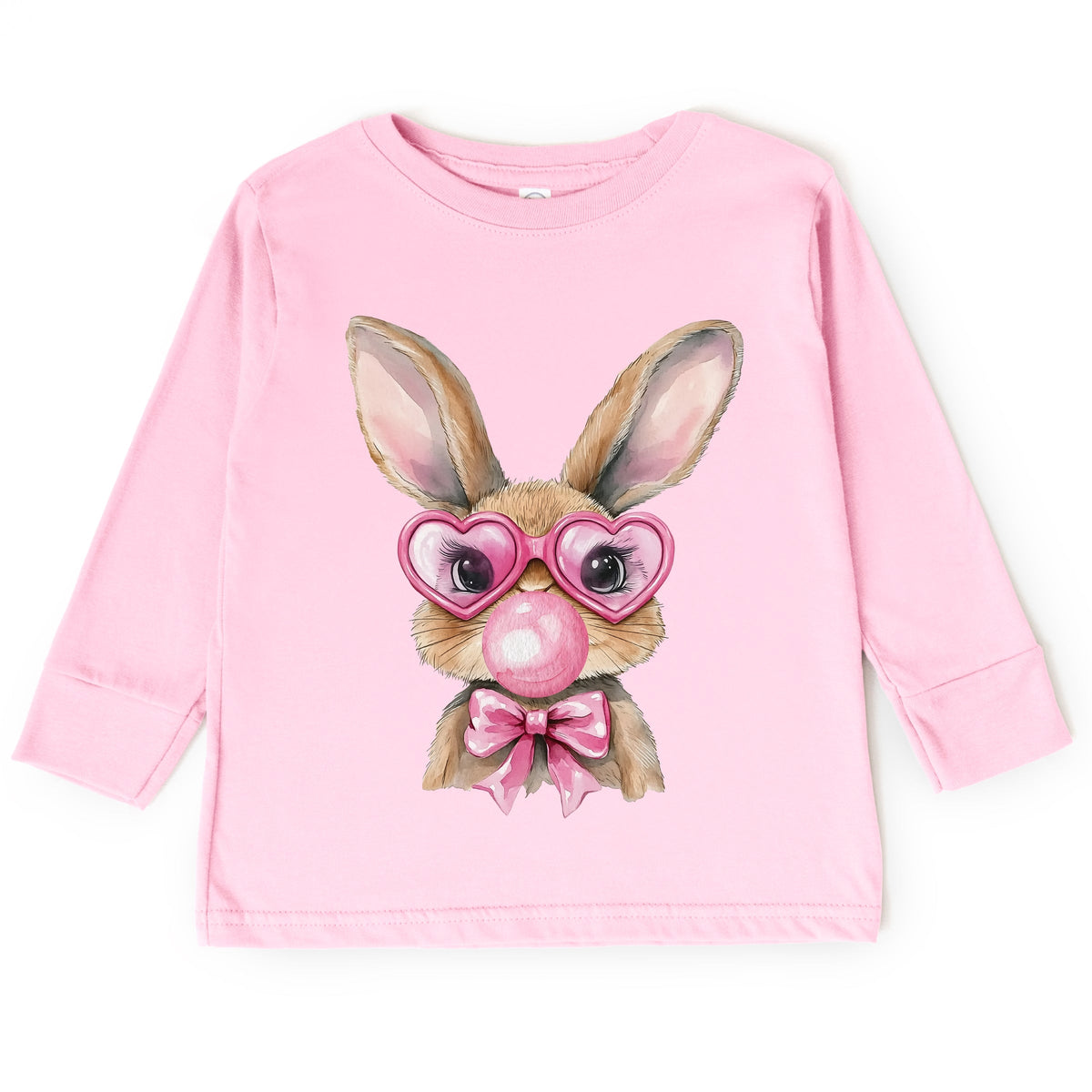 Bunny Sunglasses Bubblegum - Toddler Long Sleeve Graphic Tee