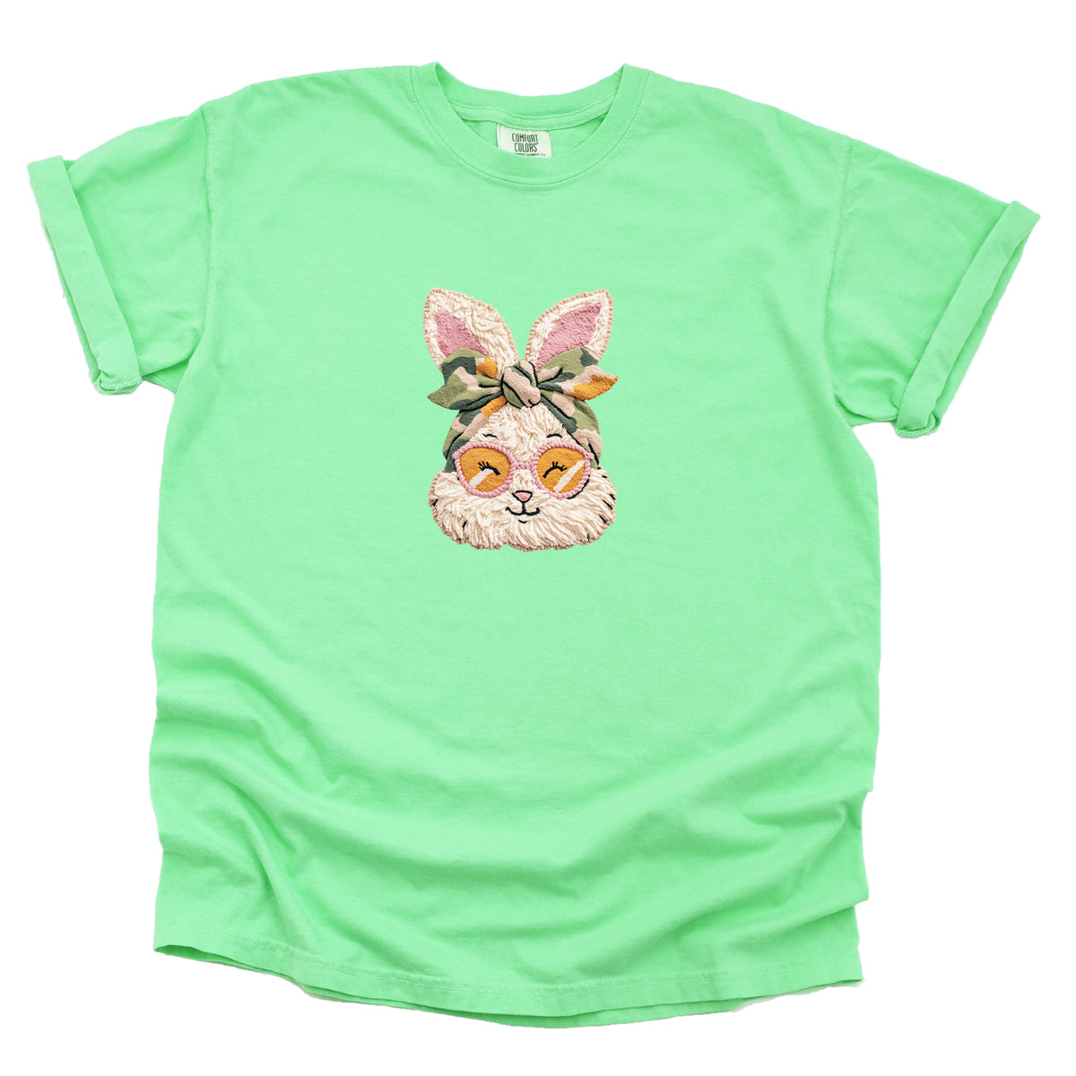 Bunny Face Yarn Print - Women's Garment Dyed Graphic T-Shirt