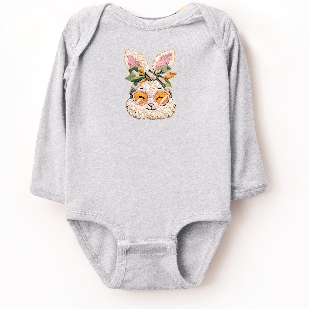 Bunny Face Yarn Print - Baby Long Sleeve Bodysuit