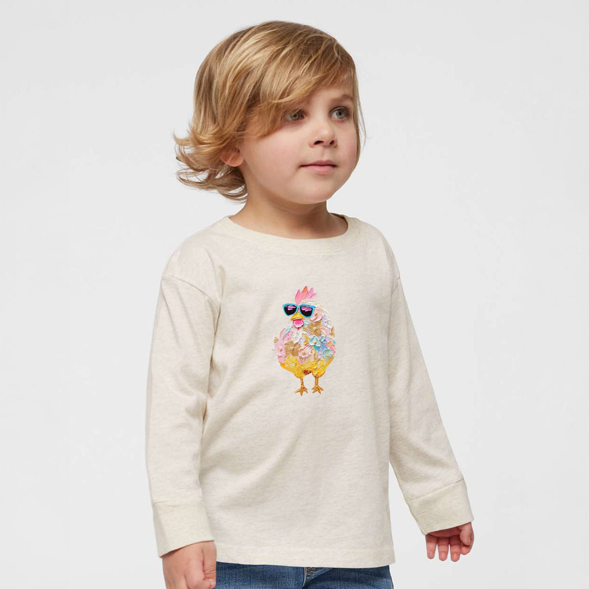 Sunglasses Chick Paint Print - Toddler Long Sleeve Graphic Tee