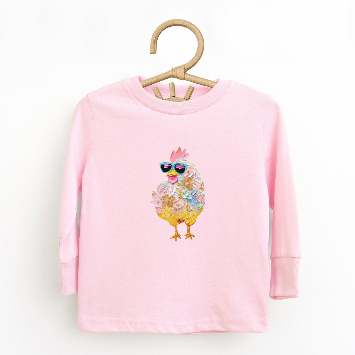 Sunglasses Chick Paint Print - Toddler Long Sleeve Graphic Tee