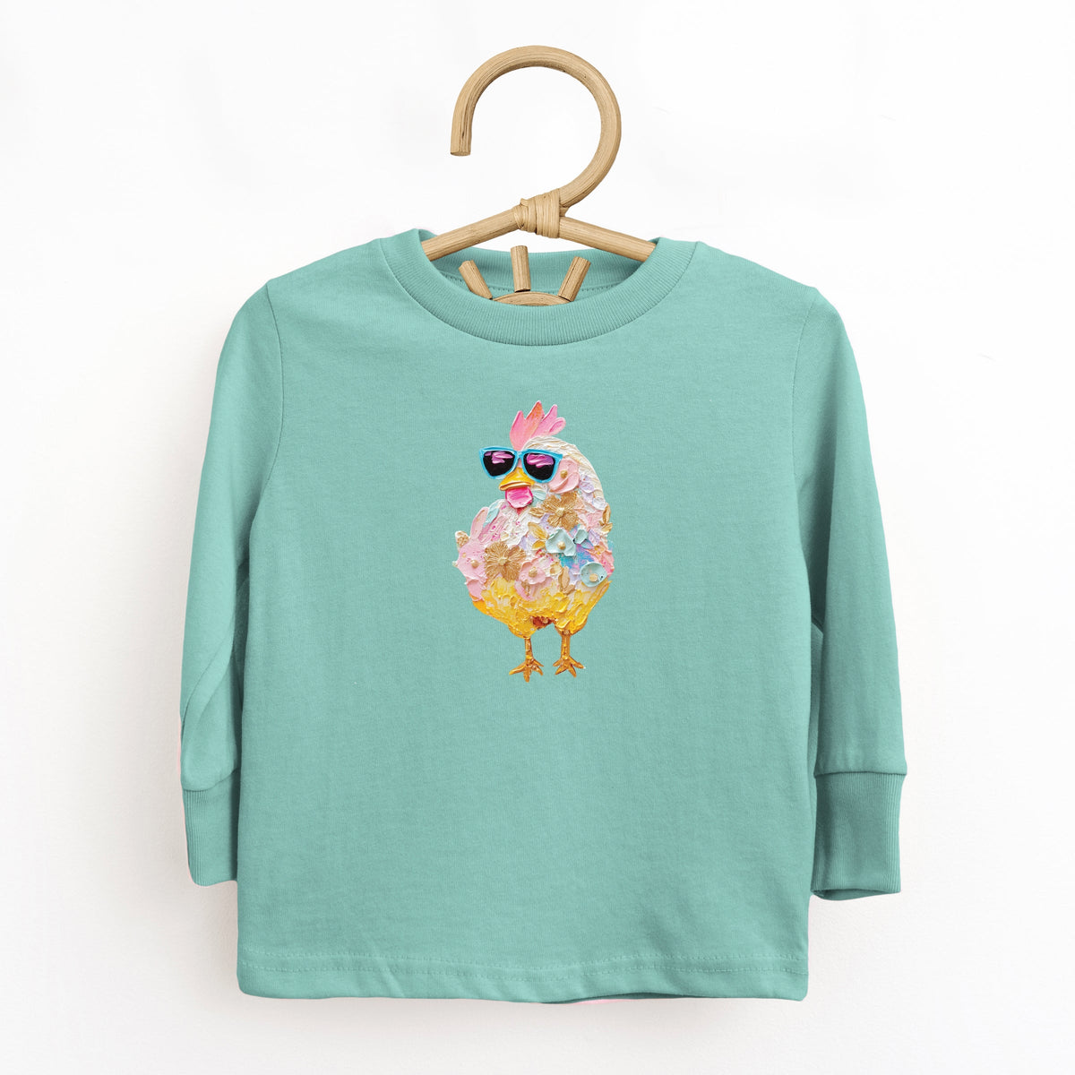Sunglasses Chick Paint Print - Toddler Long Sleeve Graphic Tee