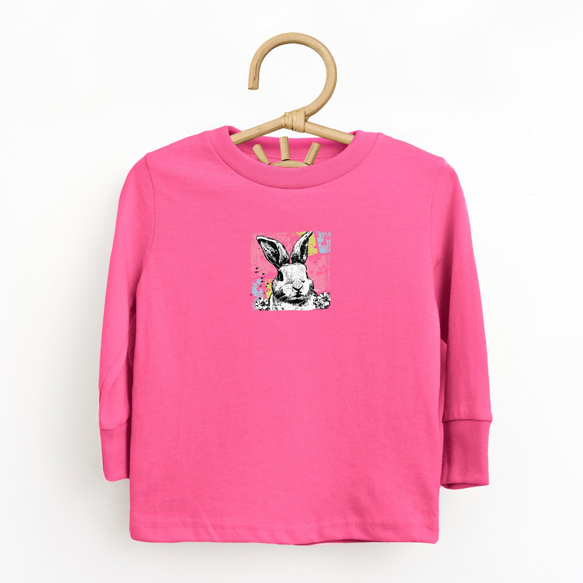Bunny Square Distressed - Toddler Long Sleeve Graphic Tee