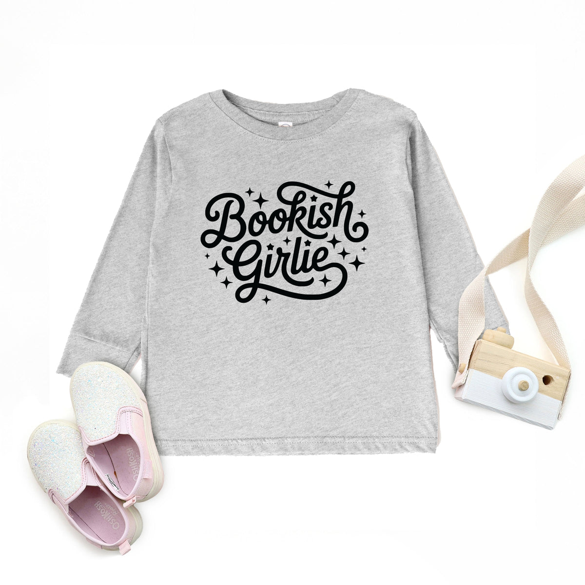 Bookish Girlie Cursive Stars - Toddler Long Sleeve Graphic Tee