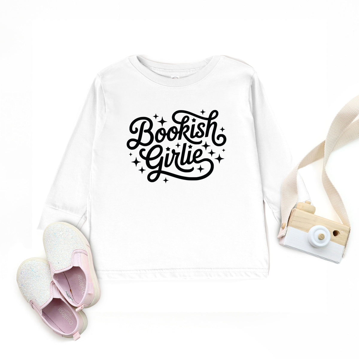 Bookish Girlie Cursive Stars - Toddler Long Sleeve Graphic Tee