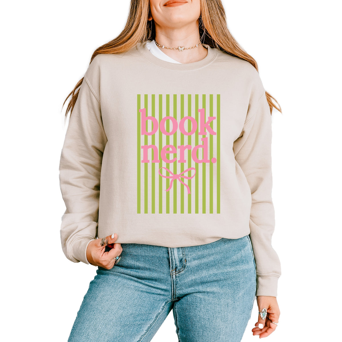 Green Book Nerd Stripes - Women's Graphic Sweatshirt