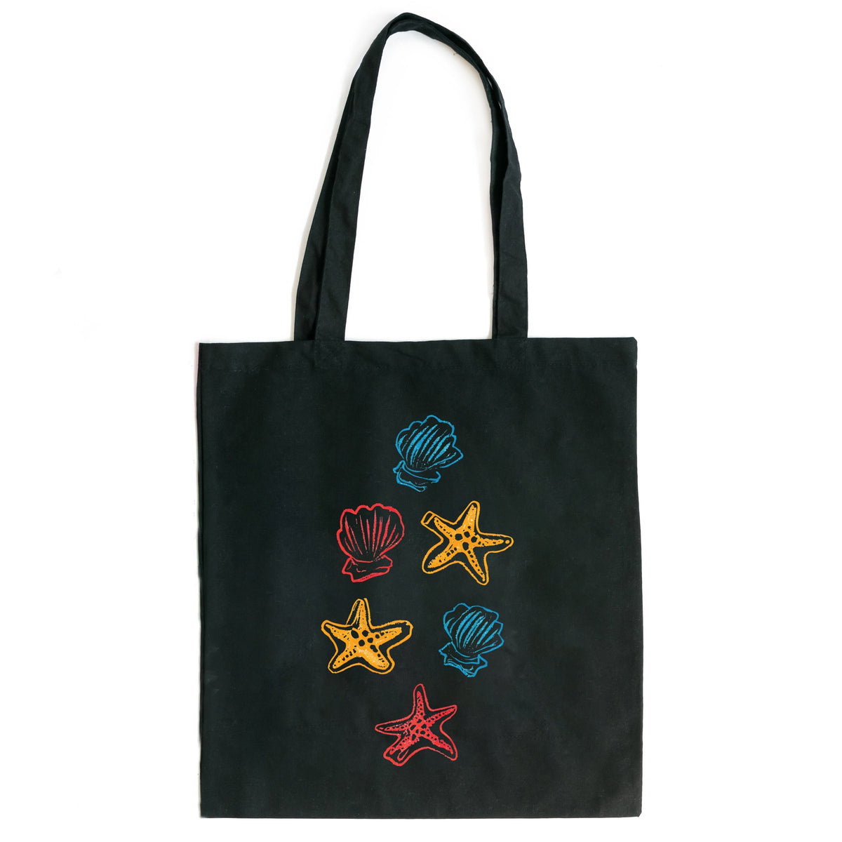 Colorful Shells and Starfish - Canvas Tote
