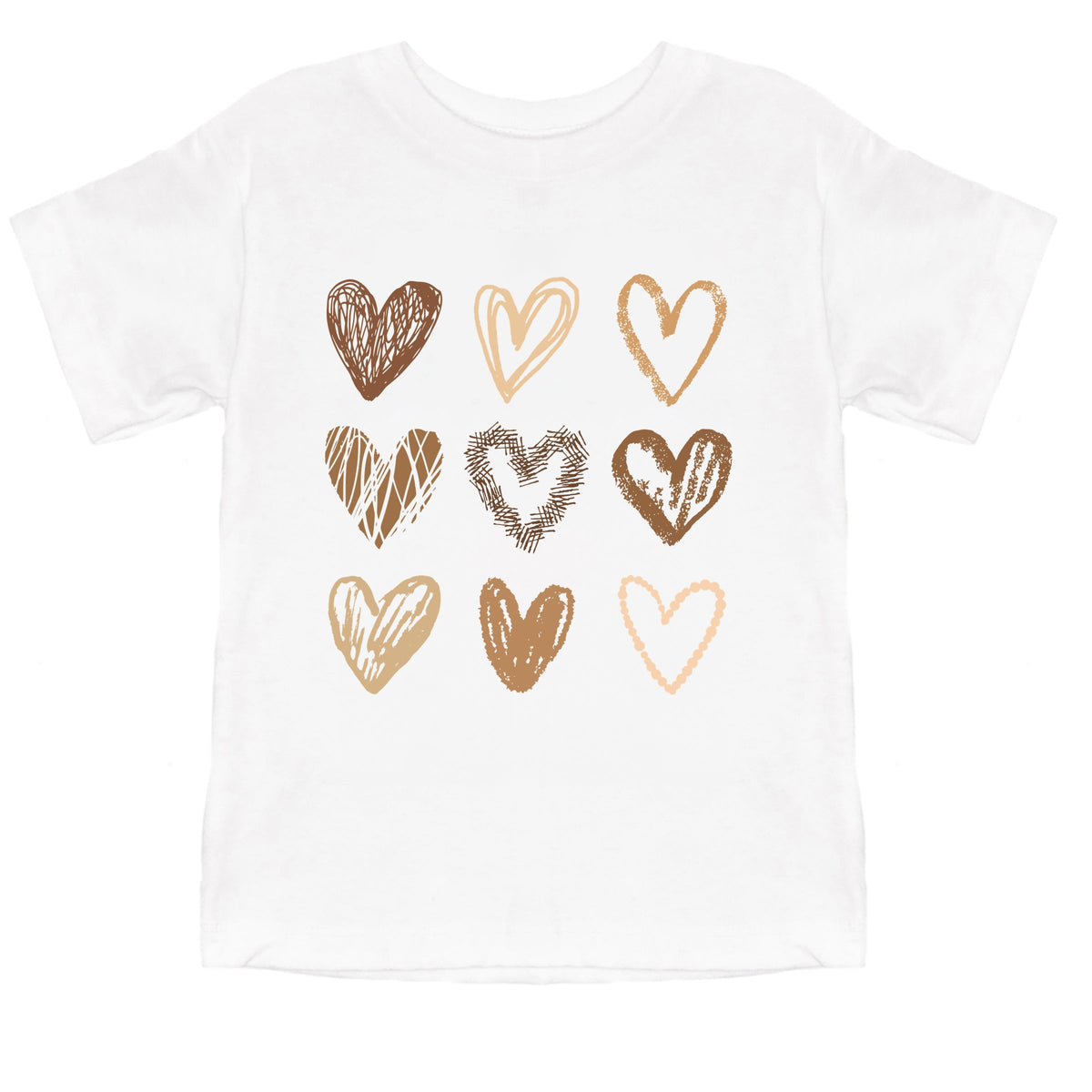 Brown Hearts Collage - Toddler Short Sleeve Graphic T-Shirt