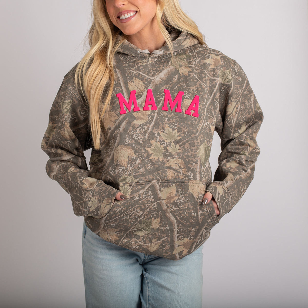 Mama Bold Puff Print - Camo Hoodie