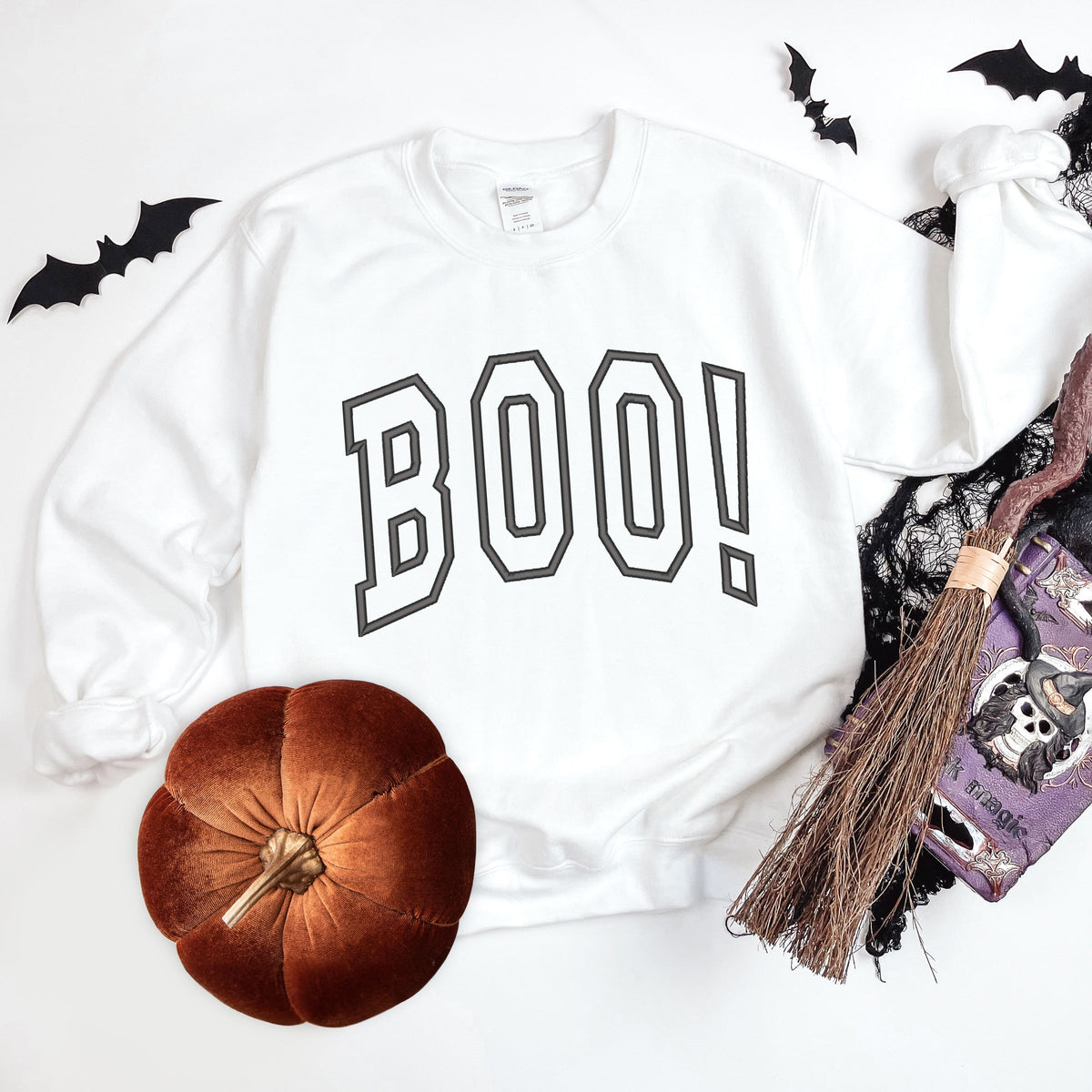 Embroidered Boo Arched - Women's Graphic Sweatshirt