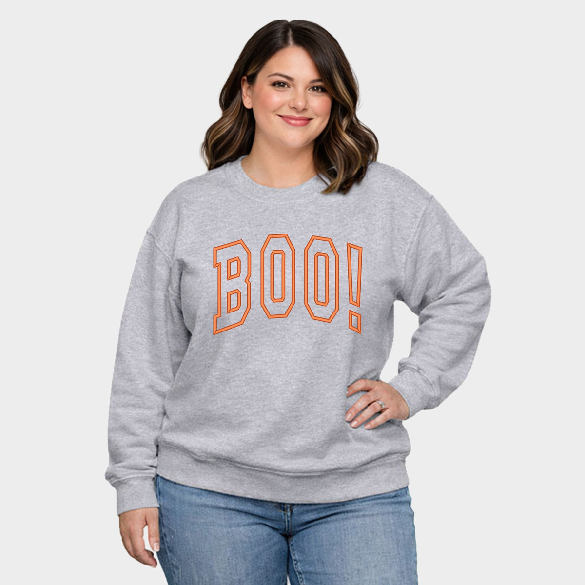 Embroidered Boo Arched - Women's Plus Sized Graphic Sweatshirt