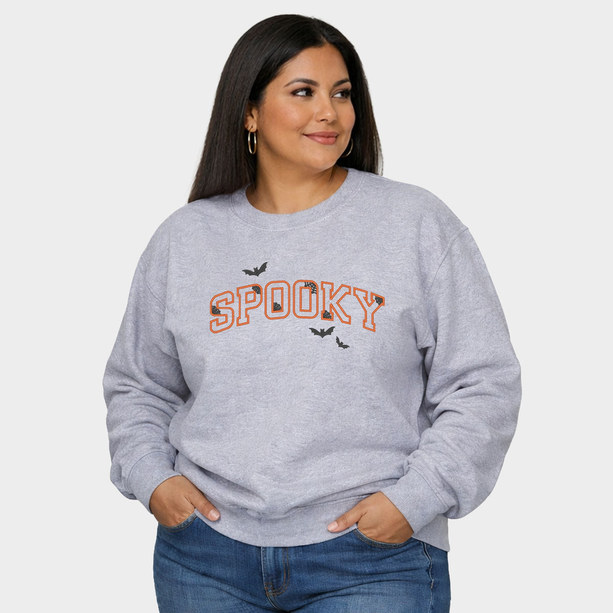 Embroidered Spooky Bats - Women's Plus Sized Graphic Sweatshirt