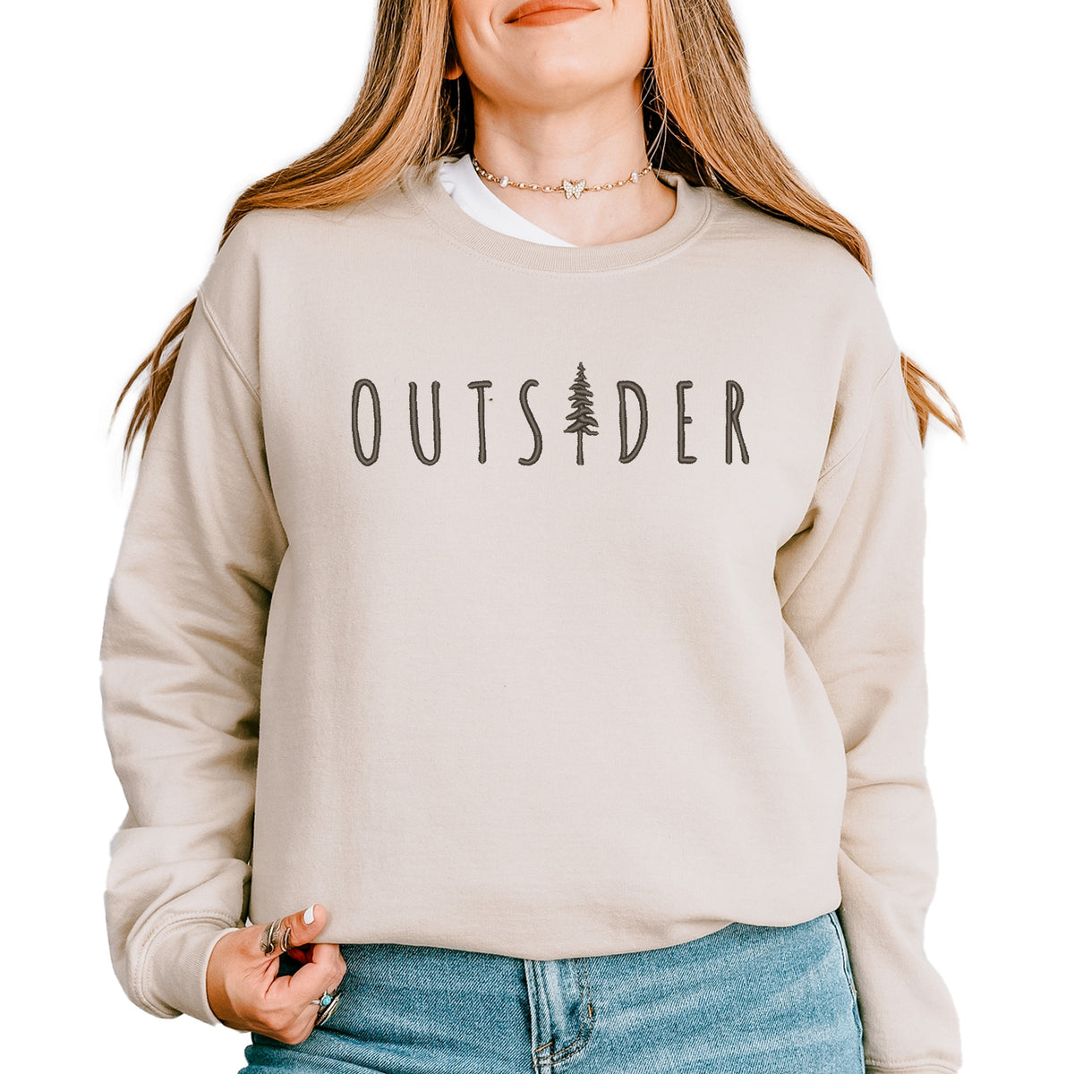 Embroidered Outsider Tree - Women's Graphic Sweatshirt