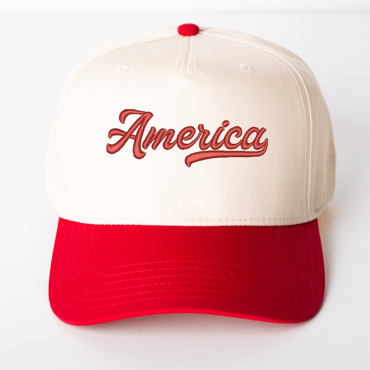 3D Puff Embroidered Retro America - Women's Canvas Trucker Hat