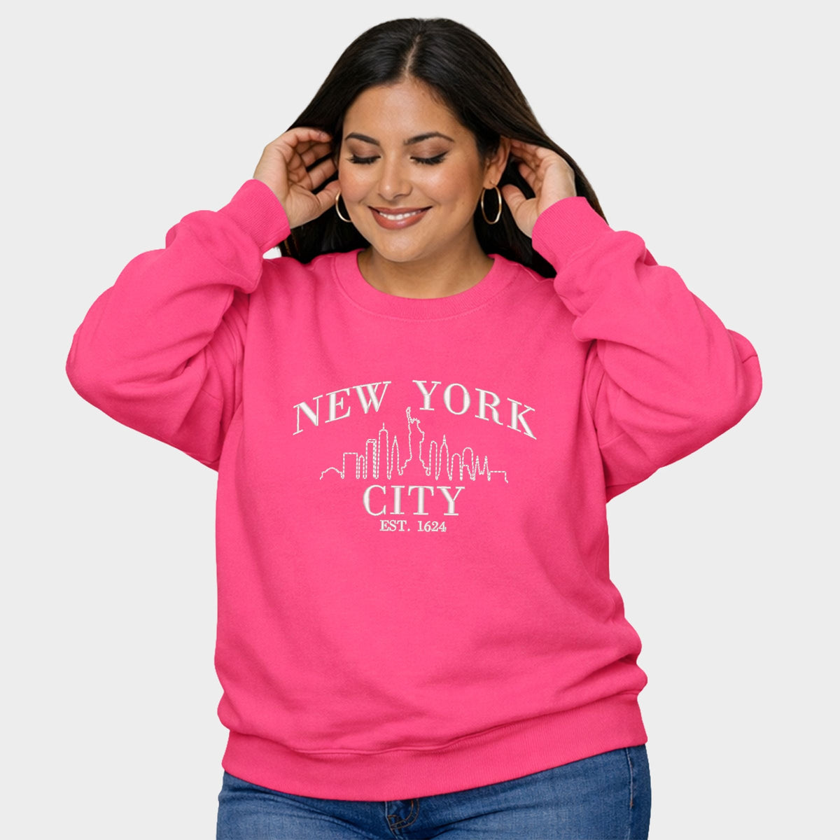 Embroidered New York City - Women's Plus Sized Graphic Sweatshirt