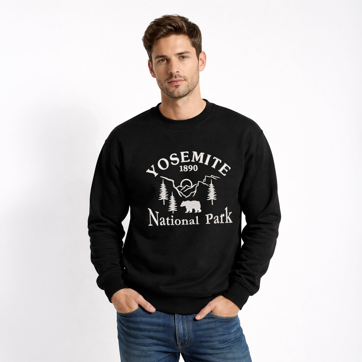 Embroidered Yosemite National Park - Men's Graphic Sweatshirt