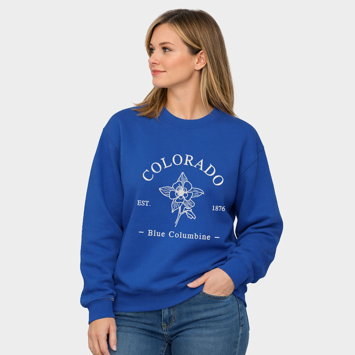 Embroidered Colorado Flower - Women's Graphic Sweatshirt