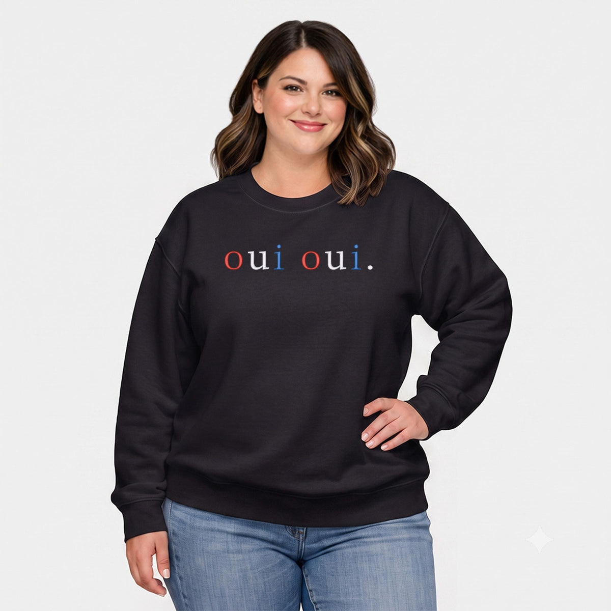 Embroidered Oui Oui Typewriter - Women's Plus Sweatshirt