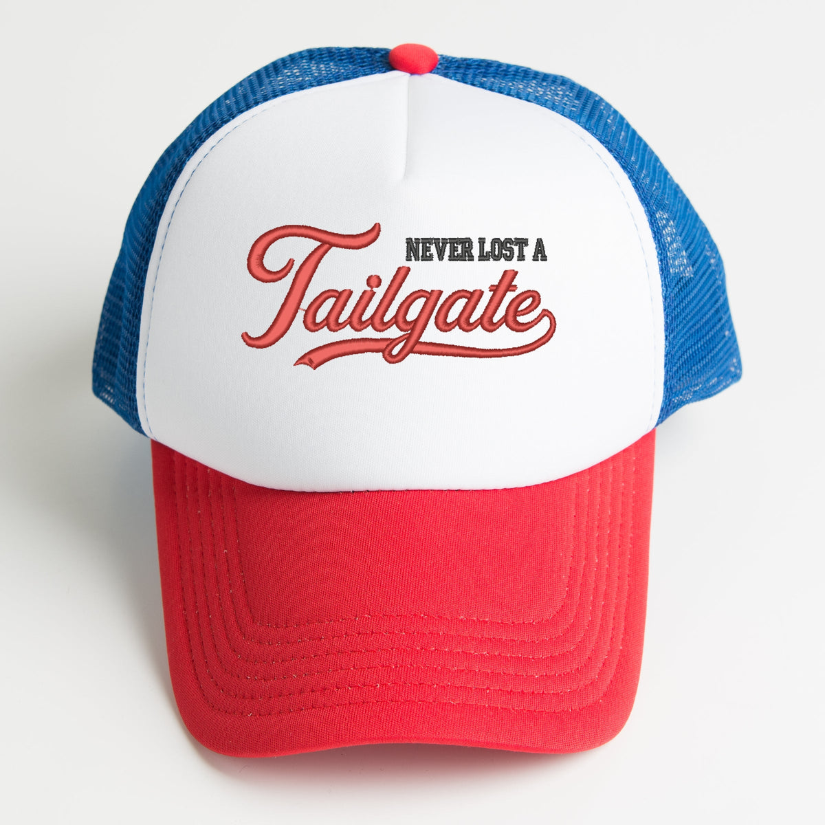 Embroidered Never Lost A Tailgate - Youth Graphic Foam Trucker Hat