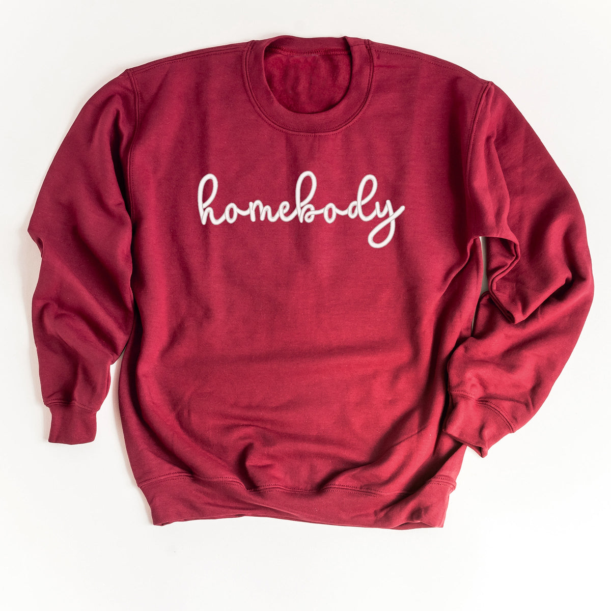 Embroidered Homebody Cursive - Women's Graphic Sweatshirt
