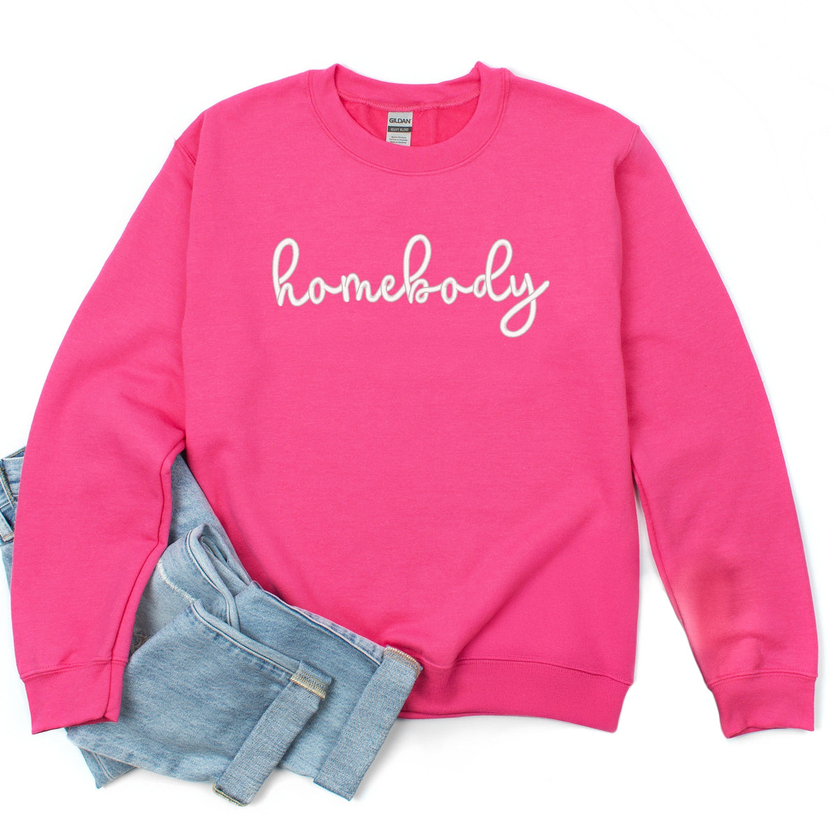 Embroidered Homebody Cursive - Women's Graphic Sweatshirt
