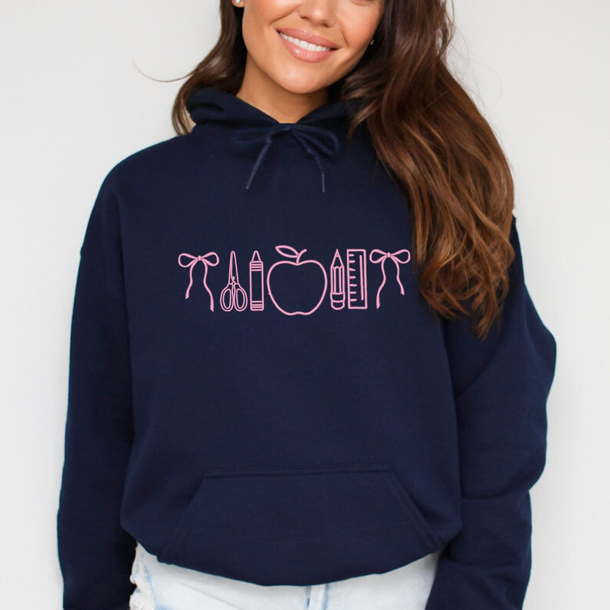 Embroidered Bows School Icons - Women's Graphic Hoodie