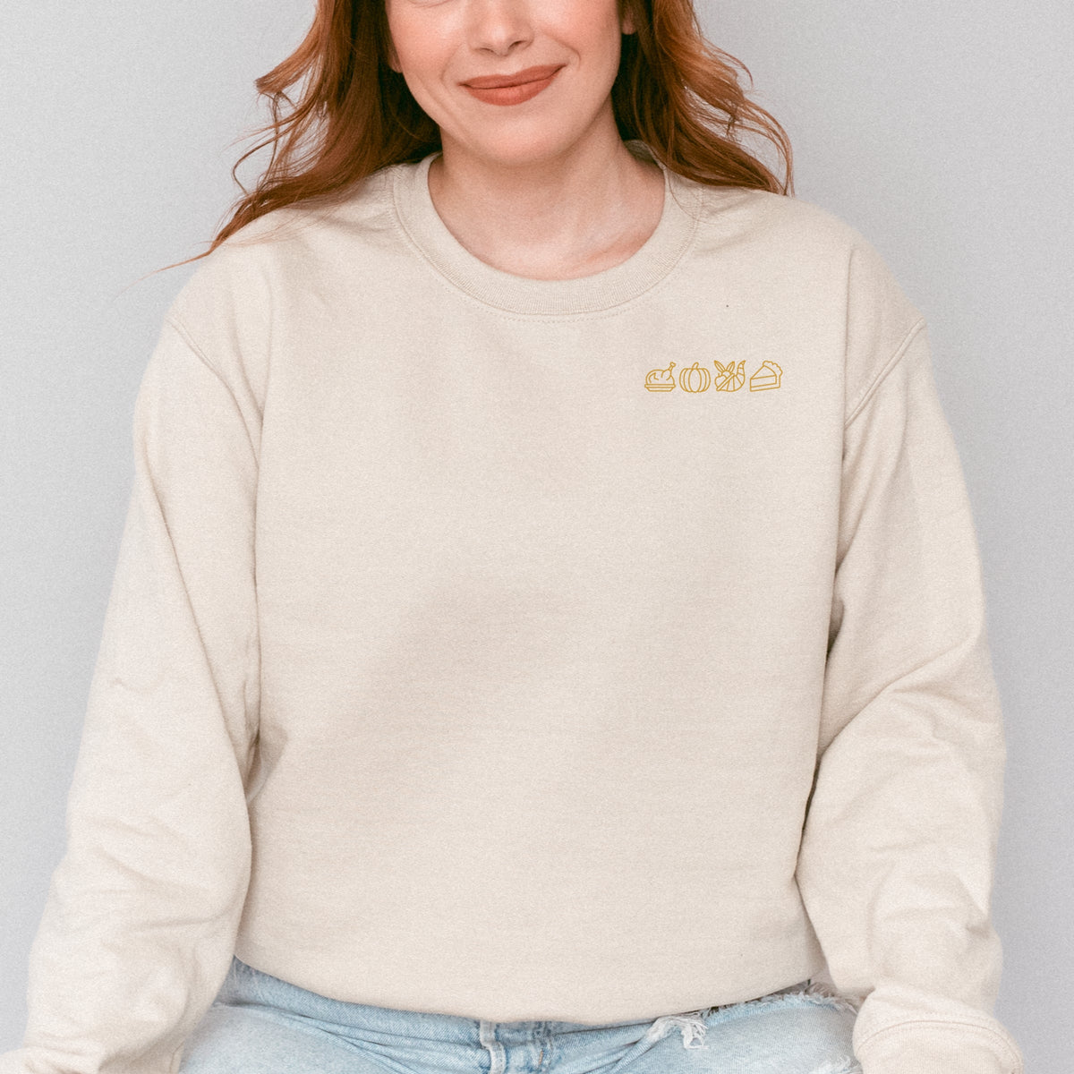 Embroidered Thanksgiving Icons - Women's Sweatshirt