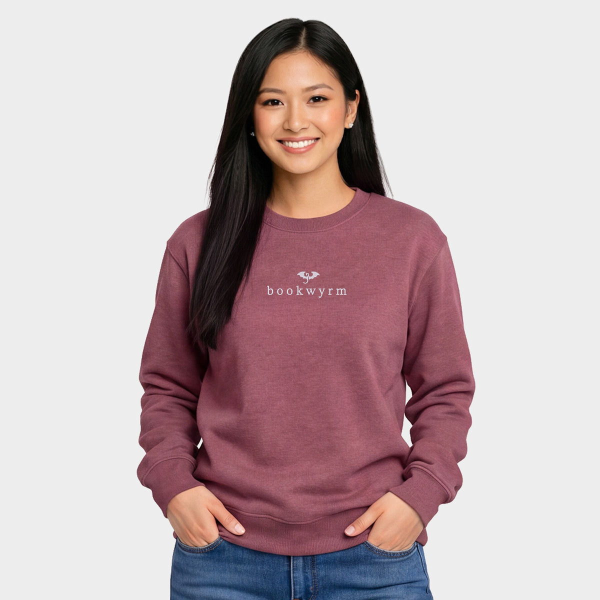Embroidered Bookwyrm - Women's Graphic Sweatshirt