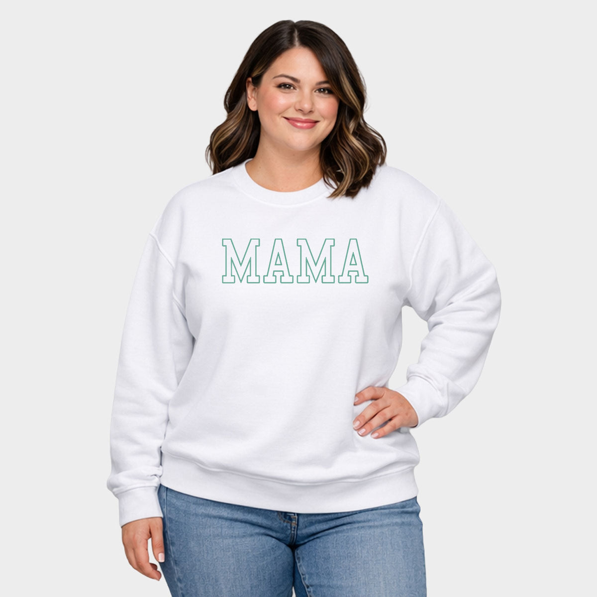 Embroidered Thin Mama Outline - Women's Plus Sized Graphic Sweatshirt