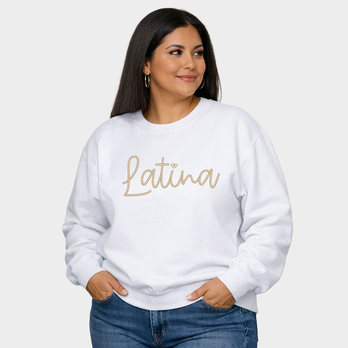 Embroidered Latina Cursive - Women's Plus Sized Graphic Sweatshirt