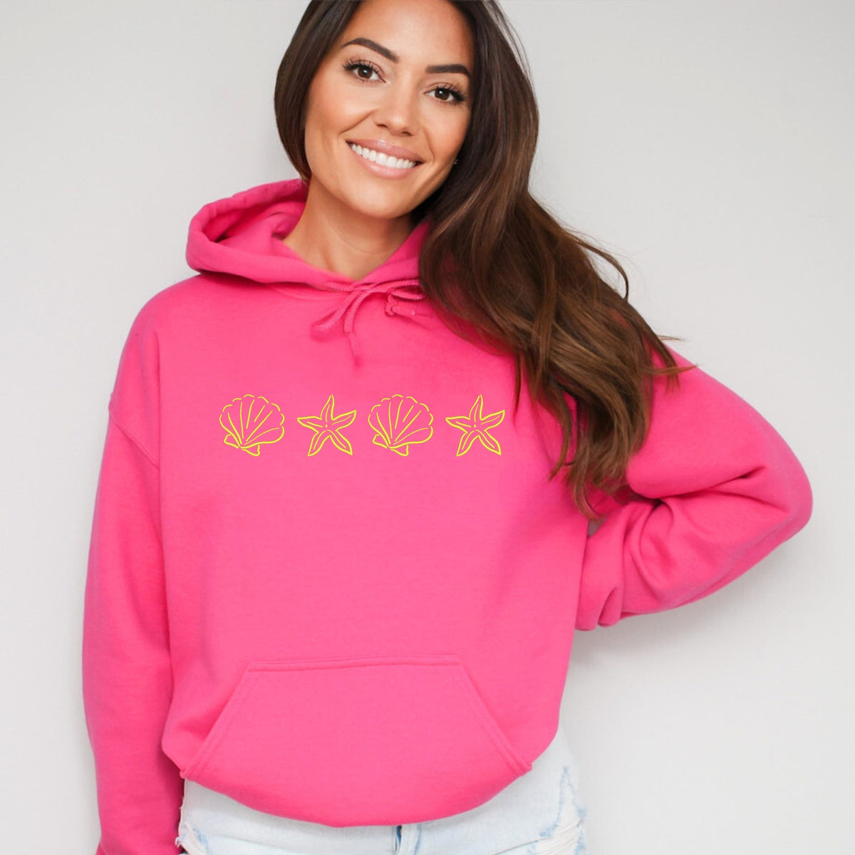 Embroidered Starfish and Shells - Women's Graphic Hoodie