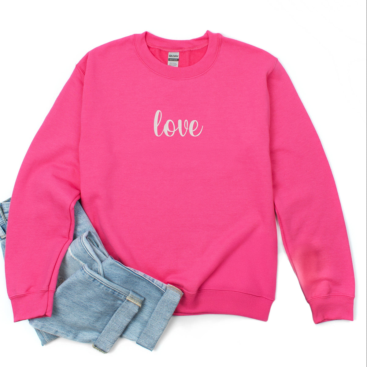 Embroidered Love Cursive - Women's Graphic Sweatshirt