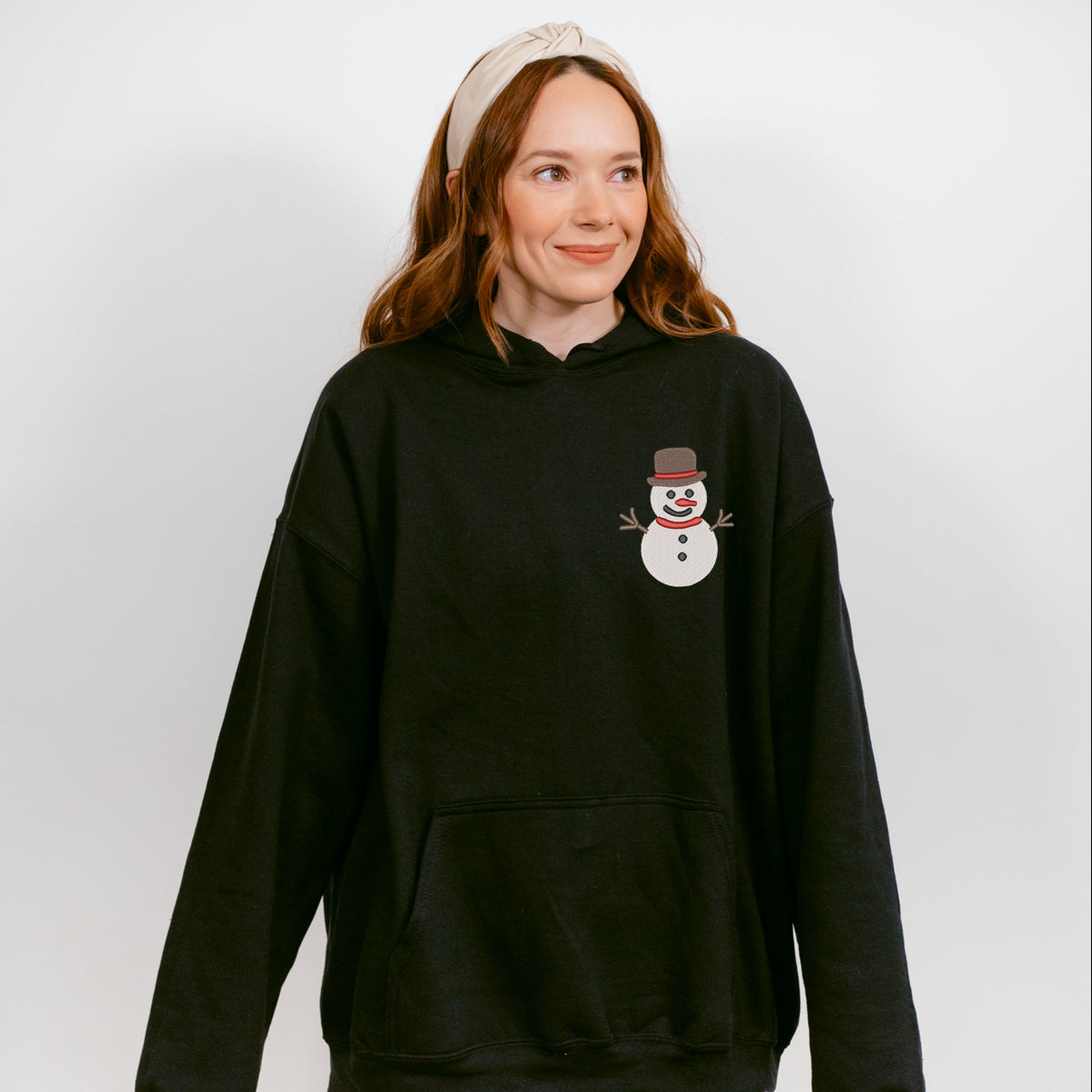 Embroidered White Snowman - Women's Graphic Hoodie