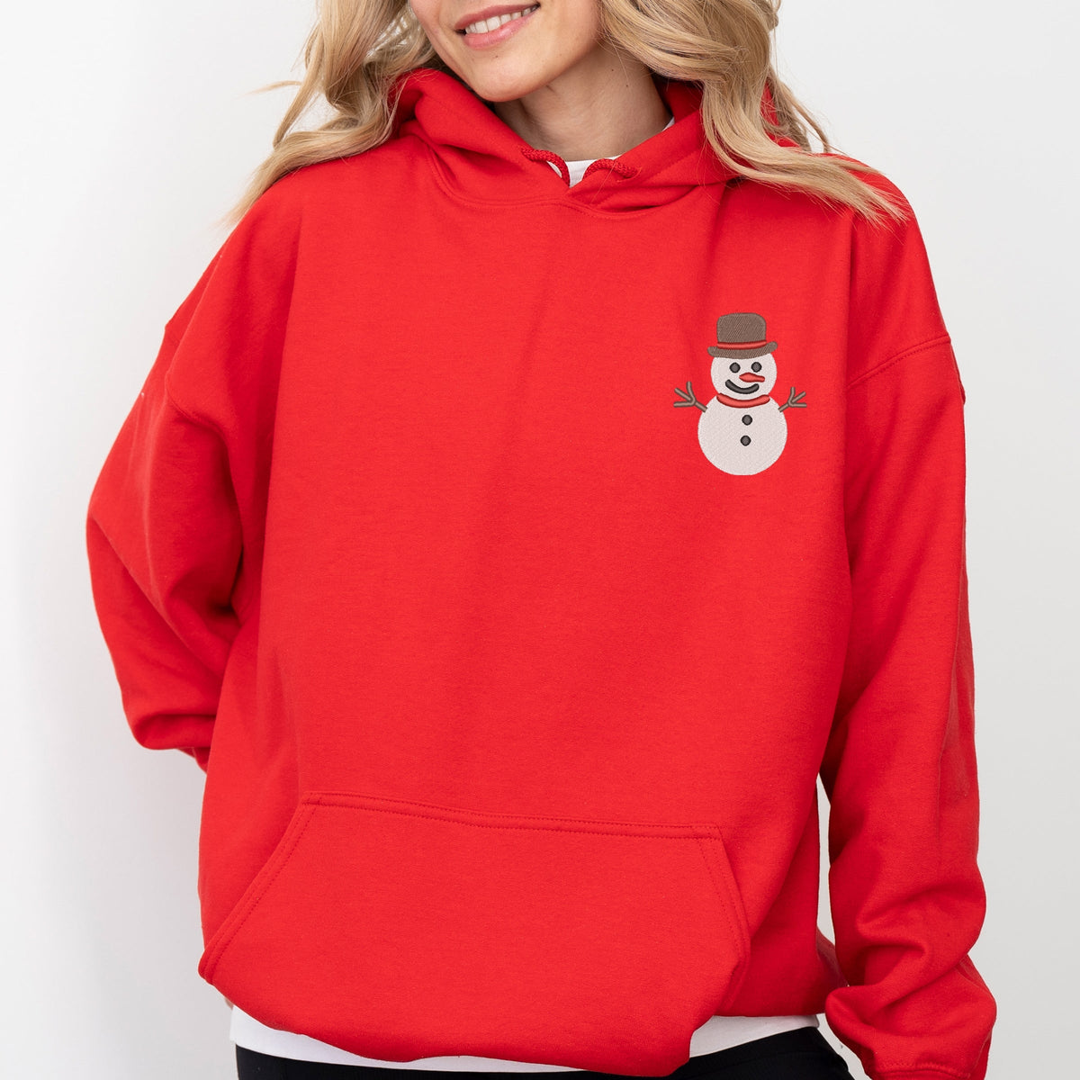 Embroidered White Snowman - Women's Graphic Hoodie