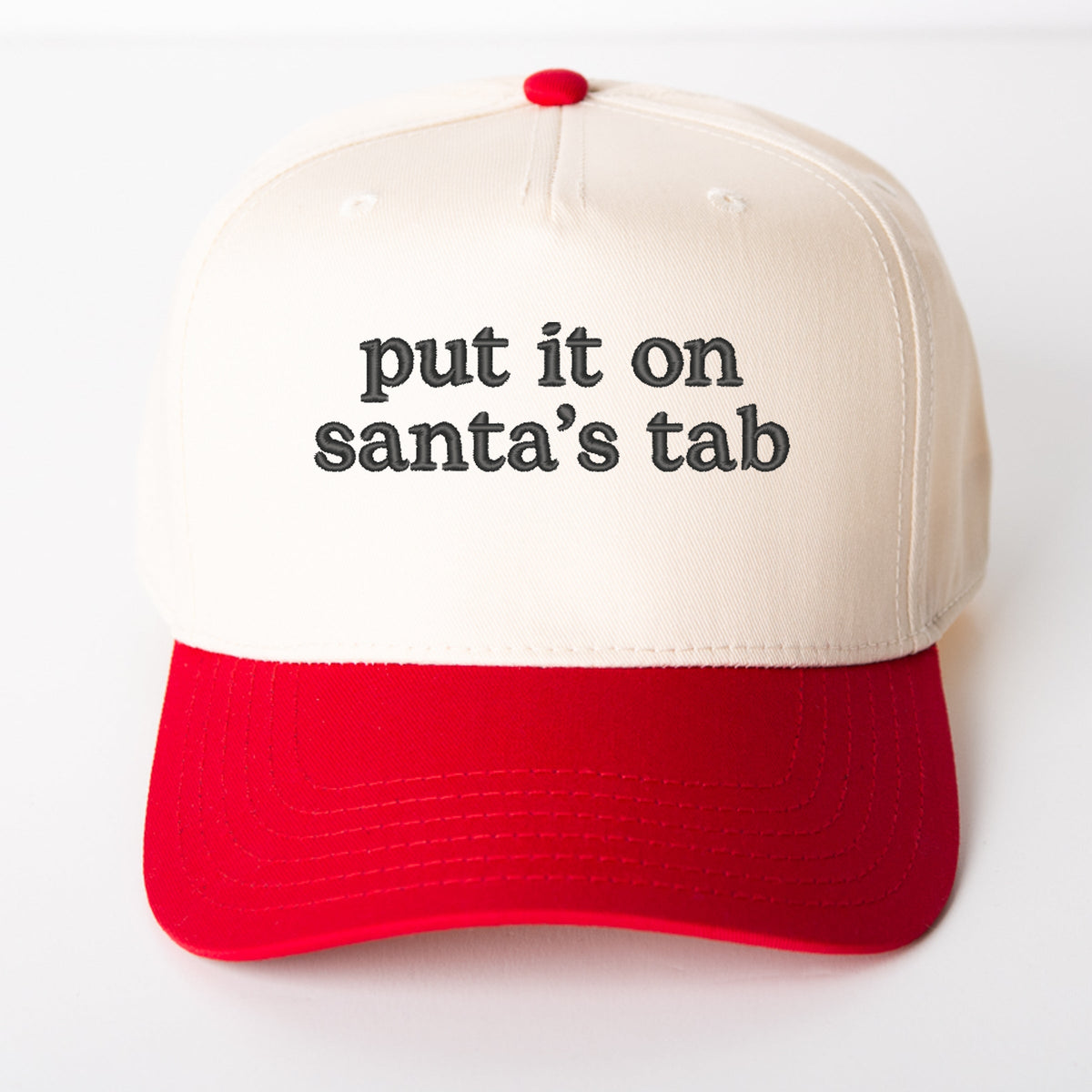 Embroidered Put It On Santa's Tab - Women's Canvas Trucker Hat