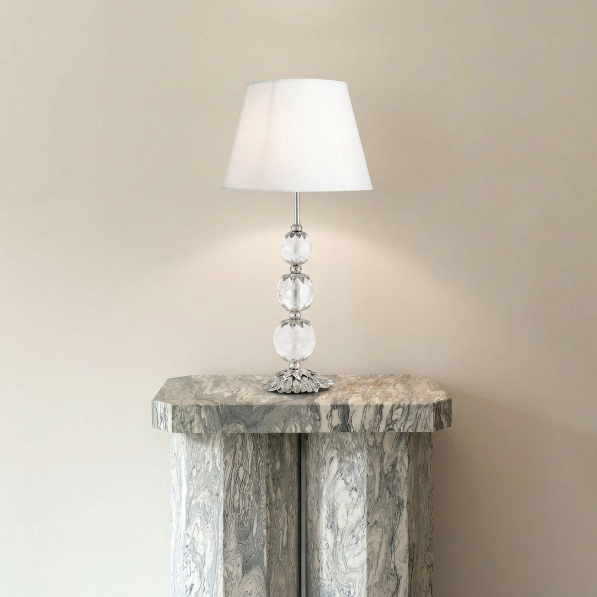 Stone Table Lamp Silver