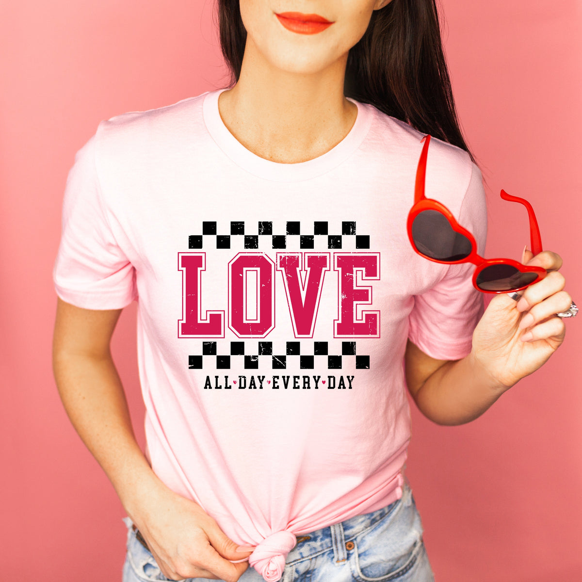 Love All Day Everyday Checkered | Short Sleeve Graphic Tee