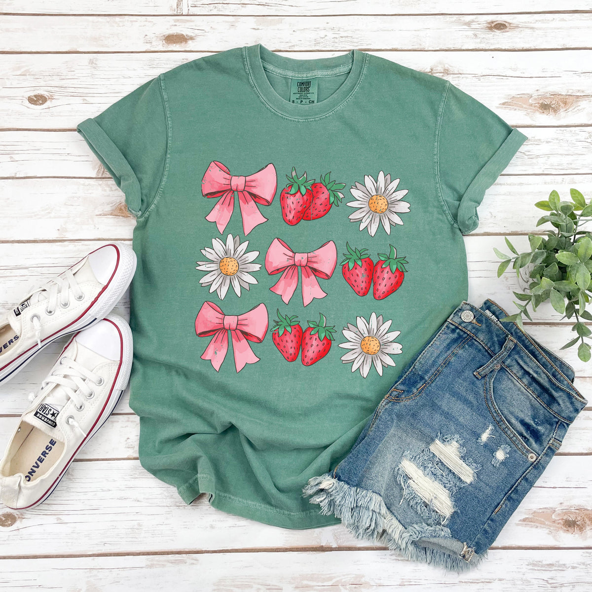 Coquette Strawberry Floral | Garment Dyed Short Sleeve Tee