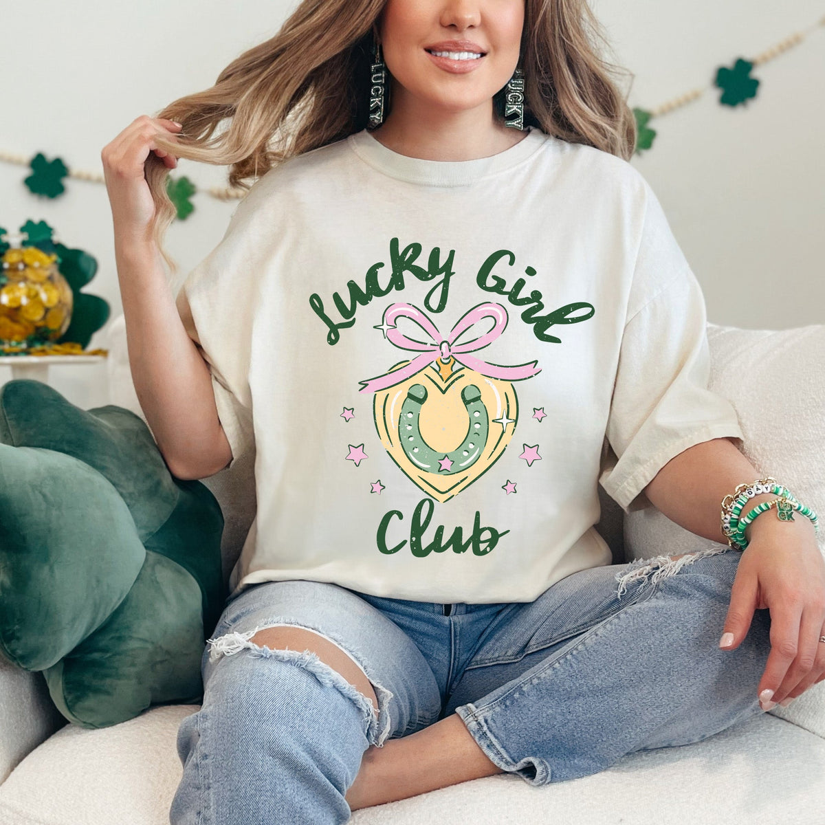 Coquette Lucky Girl Club | Garment Dyed Tee
