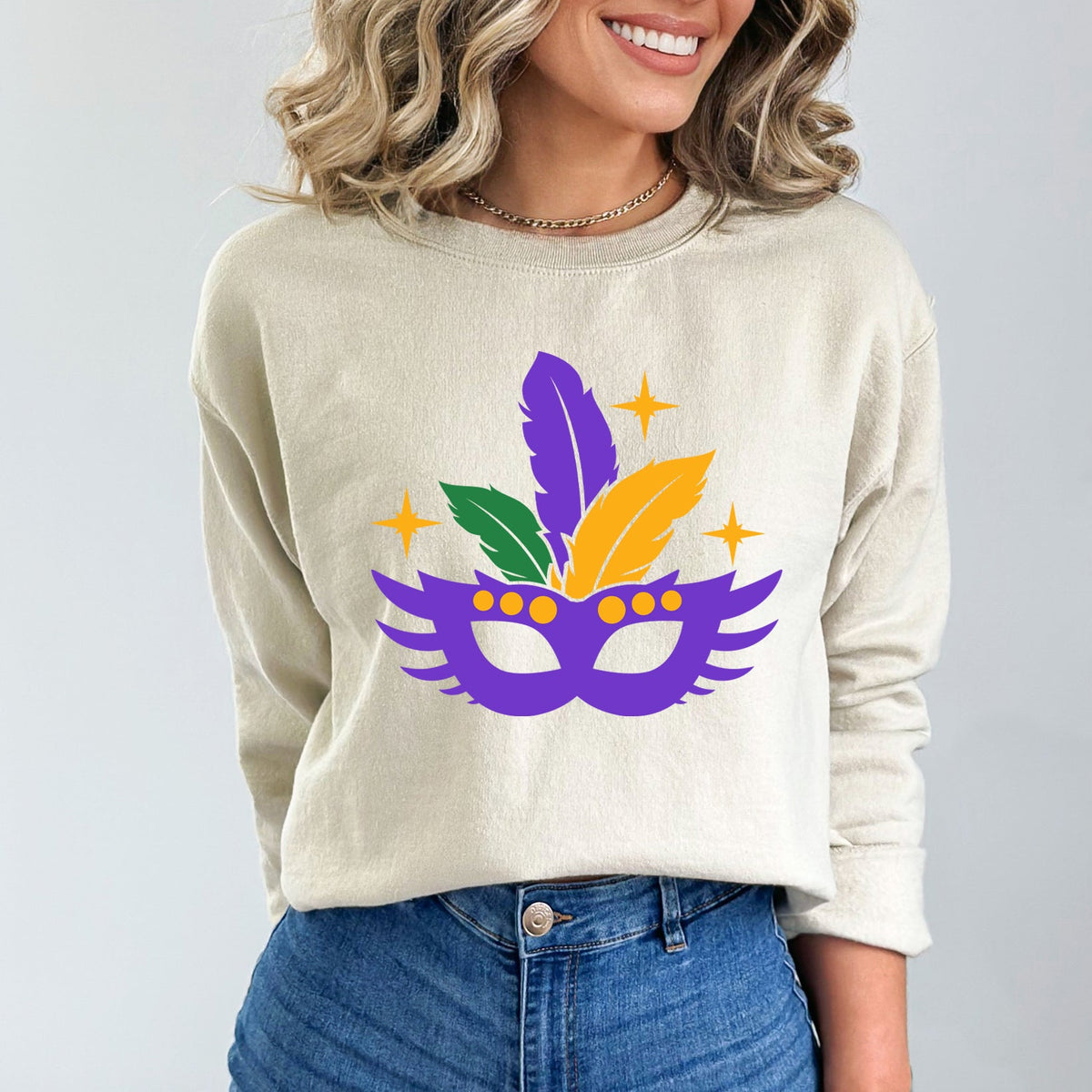 Feathered Mask Sparkle | Sweatshirt