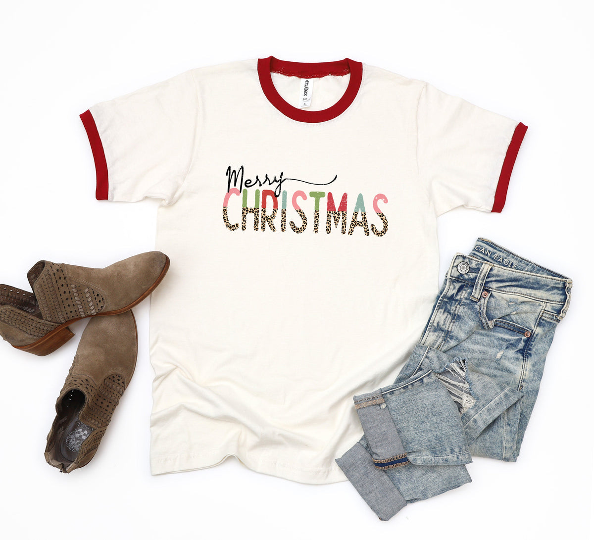 Leopard Merry Christmas | Ringer Tee