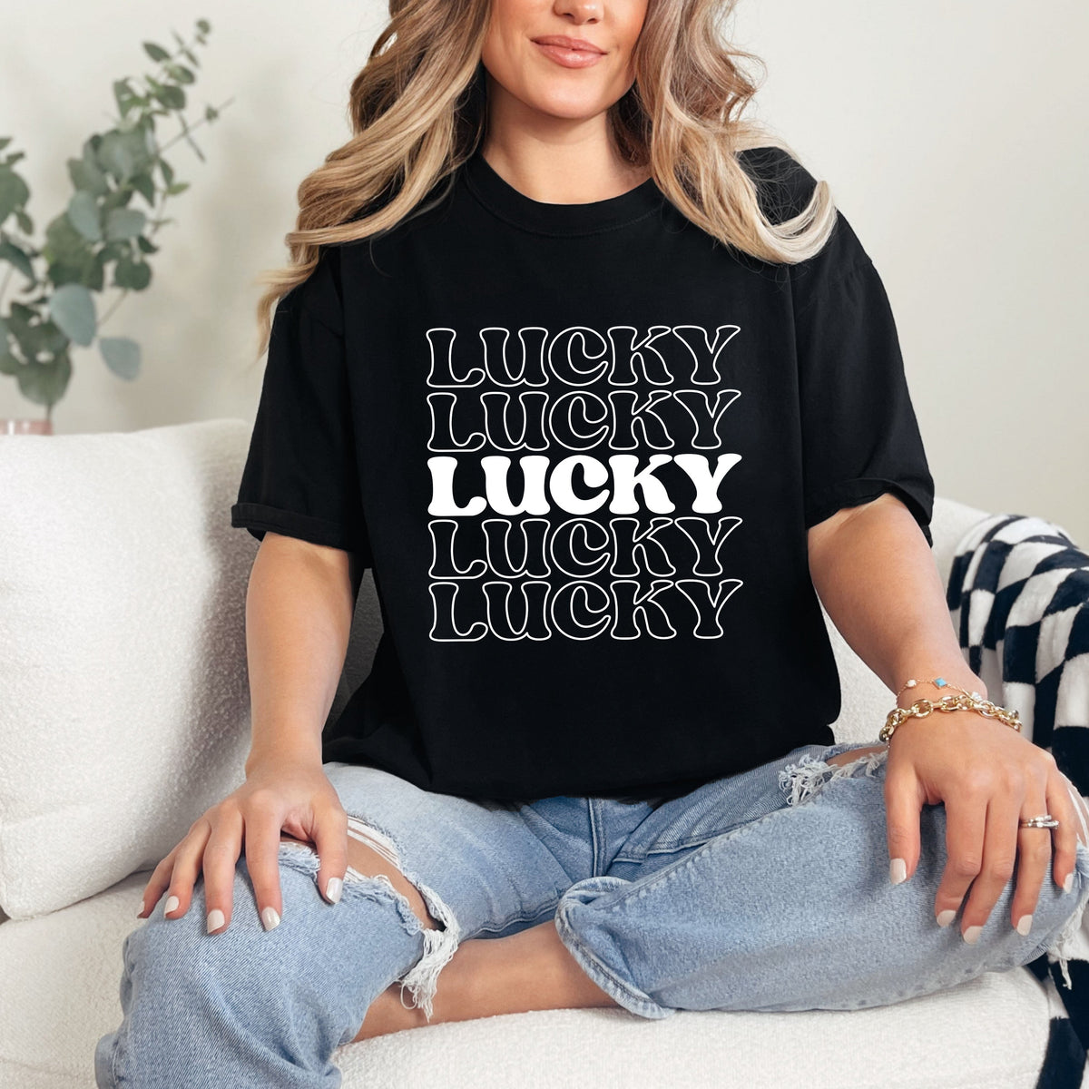 Lucky Stacked | Garment Dyed Tee