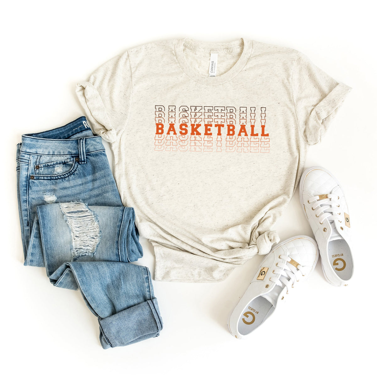 Colorful Basketball Stacked | Short Sleeve Graphic Tee