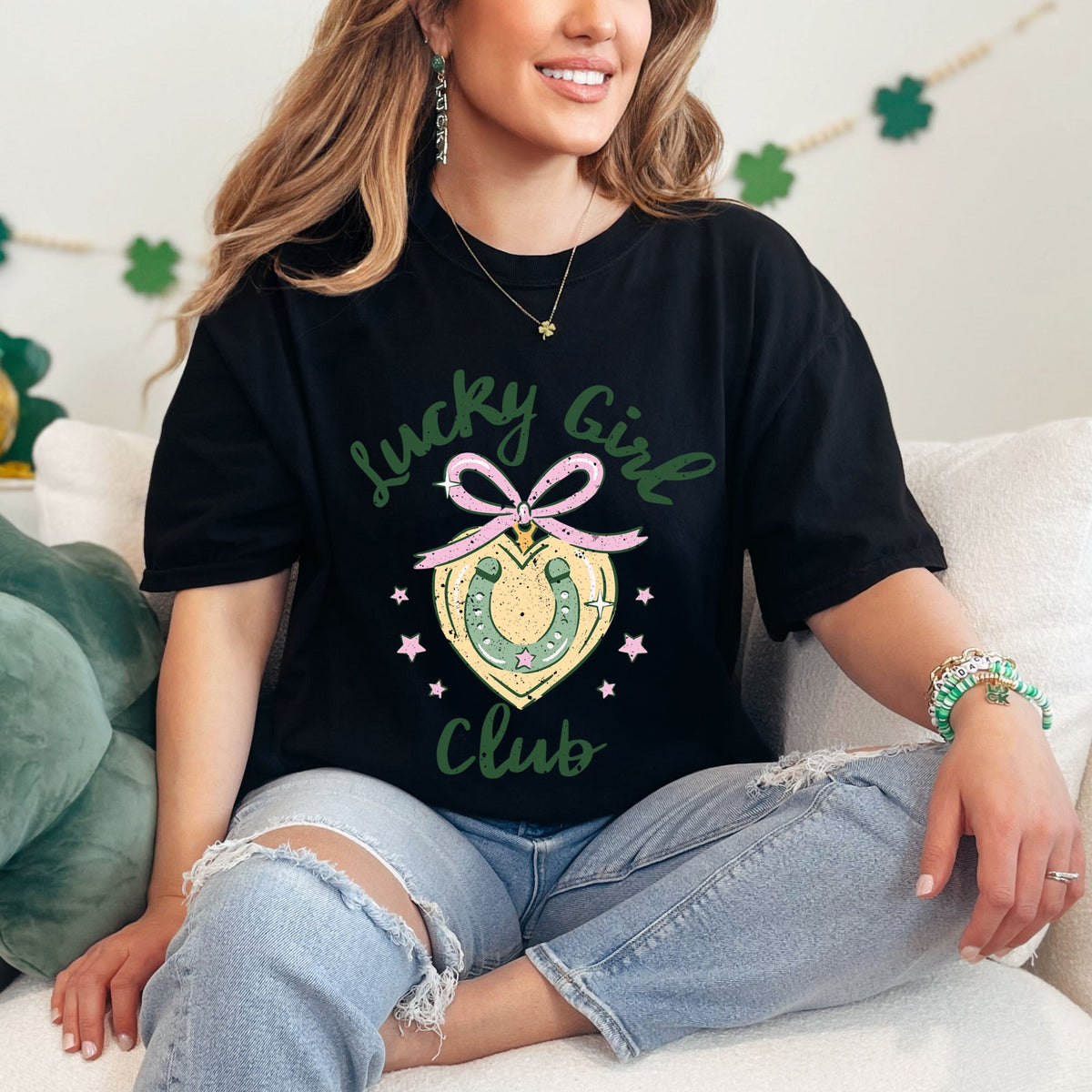 Coquette Lucky Girl Club | Garment Dyed Tee