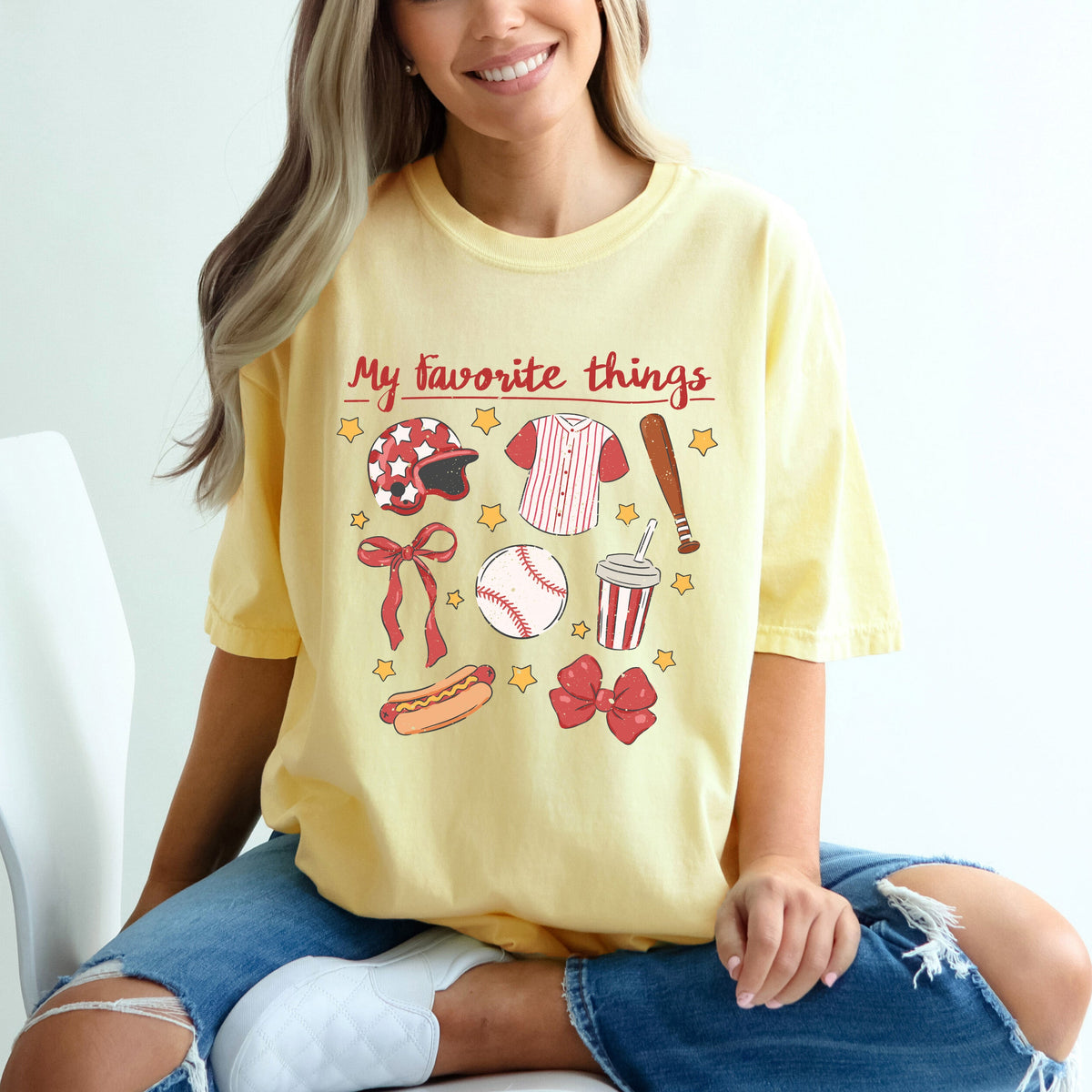 Coquette Baseball Favorite Things | Garment Dyed Short Sleeve Tee