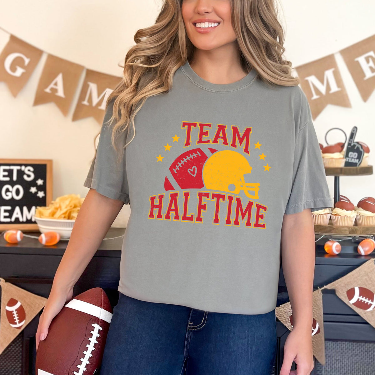 Team Halftime Distressed - Red | Garment Dyed Tee