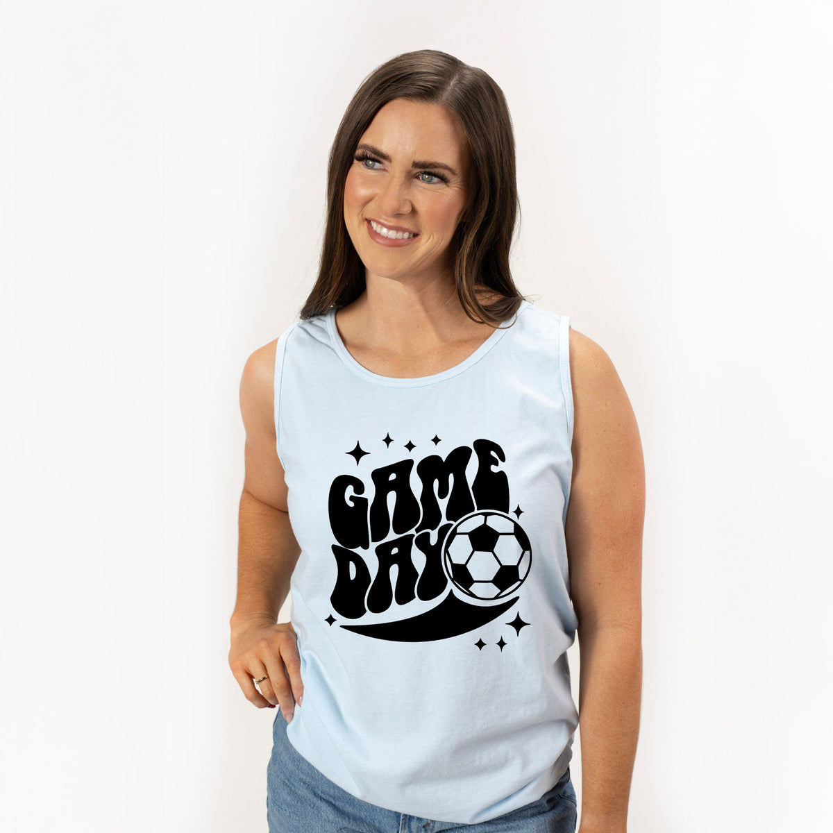 Soccer Game Day Sparkle | Garment Dyed Tank