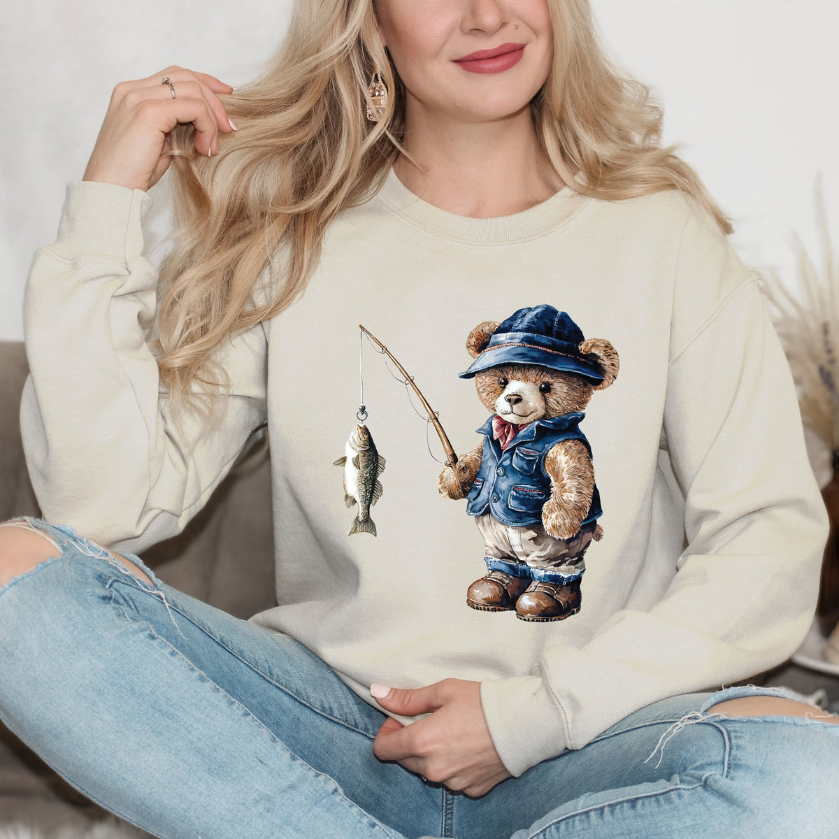 Teddy Bear Fisherman | Sweatshirt