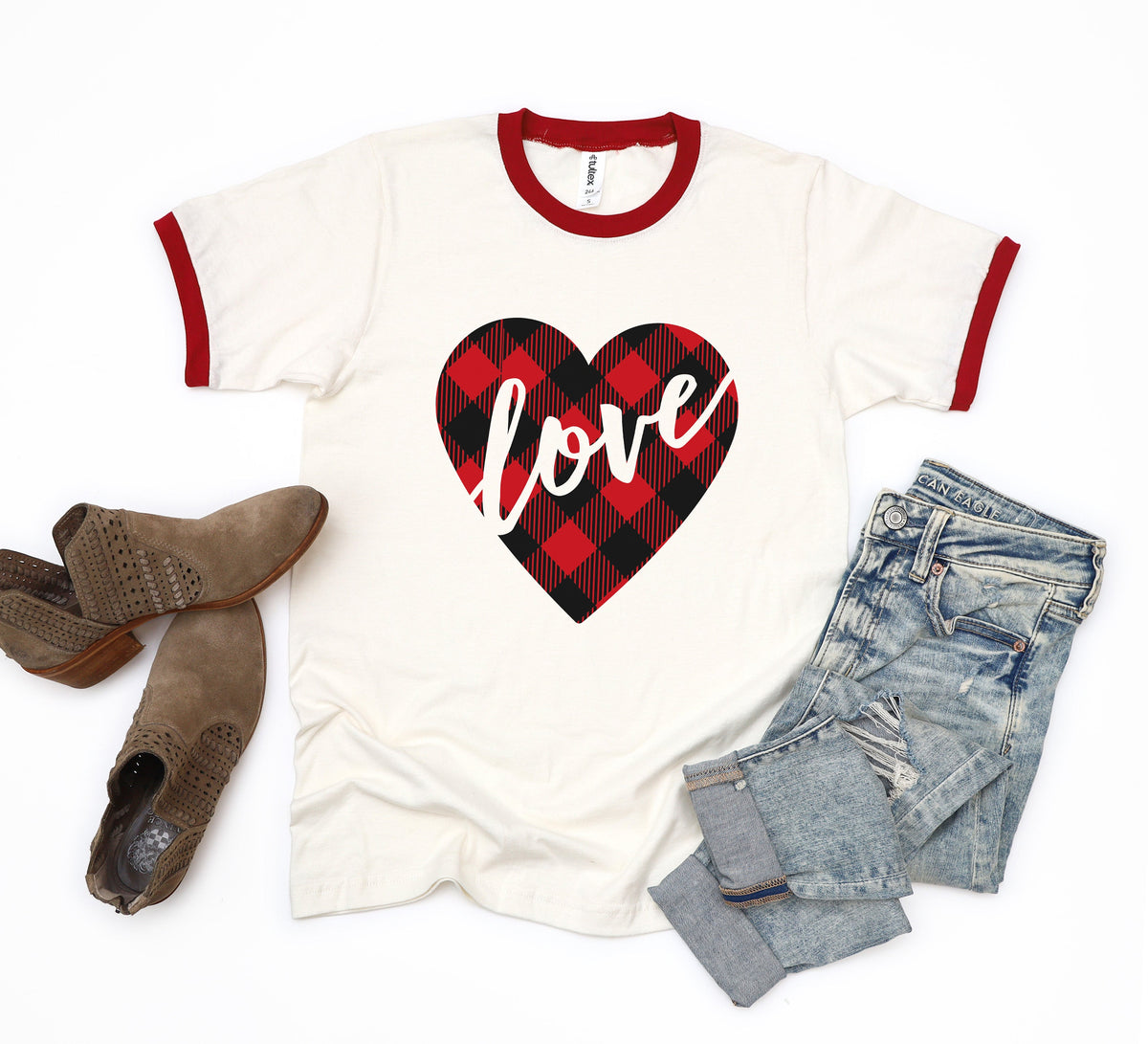 Buffalo Plaid Love Heart | Ringer Tee