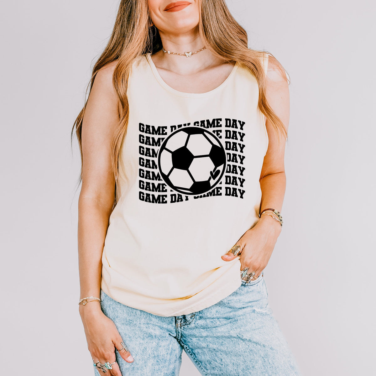 Soccer Game Day Stacked | Garment Dyed Tank